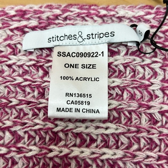 Stitches & Stripes / Stitch Fix Knit Scarf 72”x16” Pink/Rust/Gray Fringed NWT - Picture 2 of 6